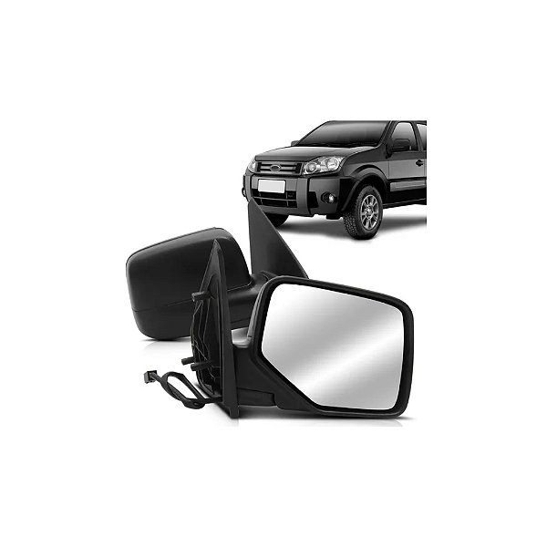 Retrovisor da ecosport ford 2003 a 2012 externo do lado esquerdo de modelo elétrico na cor preta lisa cod 21317