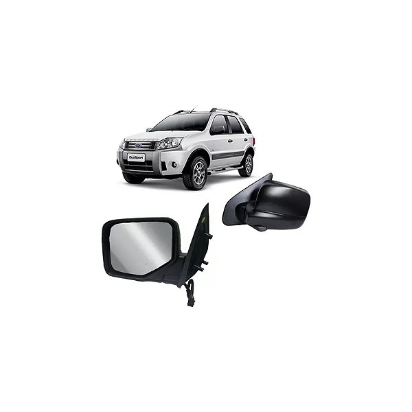 Retrovisor externo da ecosport ford 2003 a 2012 elétrico preto liso lado direito cod 21318