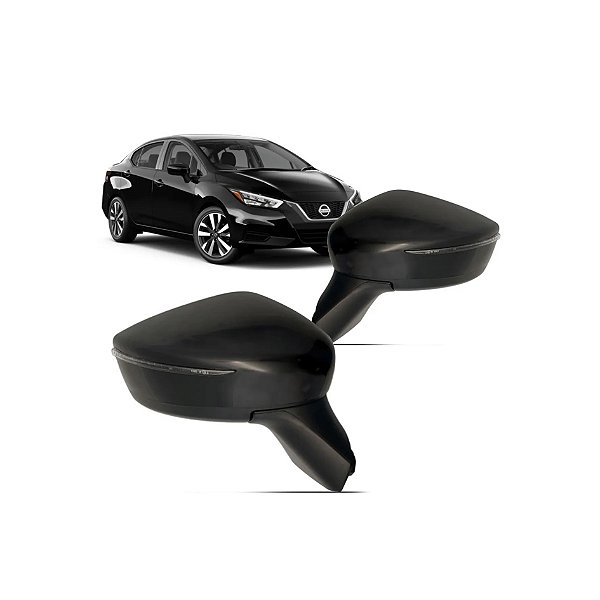 Retrovisor externo do versa nissan 2020 a 2023 lado esquerdo elétrico com capa preta cod 31701