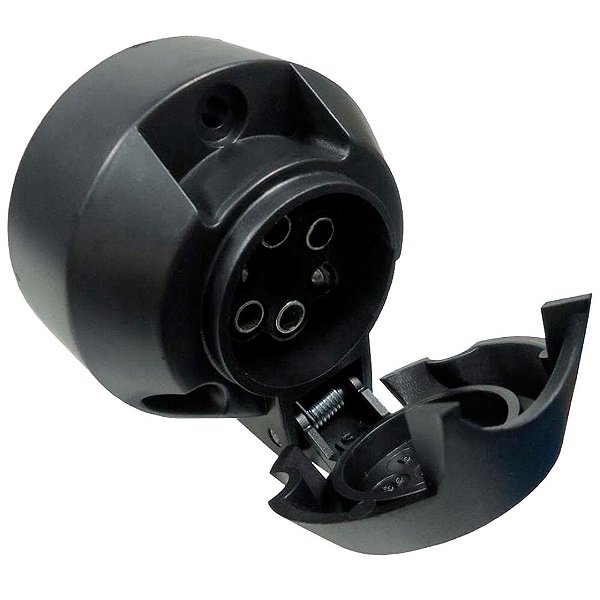 Tomada femea para conexão sistema elétrico de engates pino de latão 7 polos em abs de cor preto cod 0973003 7326