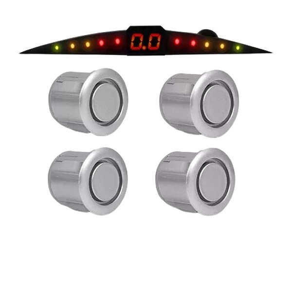 Sensor estacionamento 4 pontos traseiros universal prata pósitron cod ps220 94681