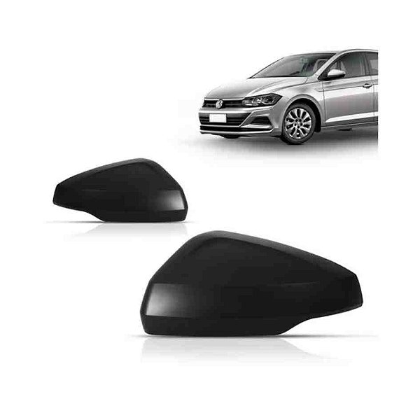 Capa do retrovisor externo do polo volkswagen de 2018 á 2022 lado direito de cor preto com furo e pisca cod 26108