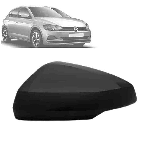 Capa do retrovisor externo do polo volkswagen de 2018 á 2022 lado esquerdo cor preto com furo e pisca cod 26107