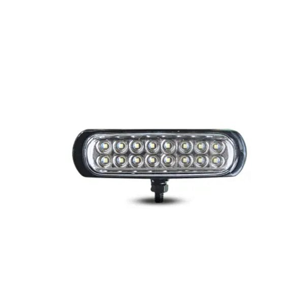 Farol auxiliar slim estrobo de 12 á 24 volts e 16 leds cor branca e carcaça cromada cod 34669