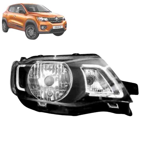 Farol manual do kwid renault de 2017 a 2022 cor black lado direito cod 32018