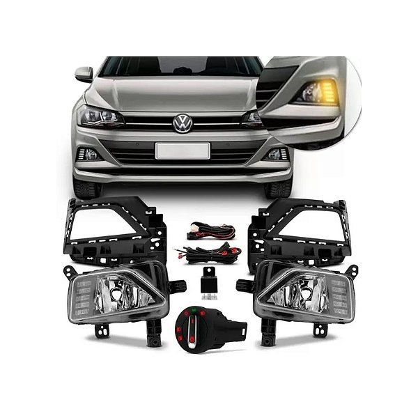 Kit de farol de milha do polo e virtus volkswagen de 2017 com drl e seta cod 010106 btmdorig