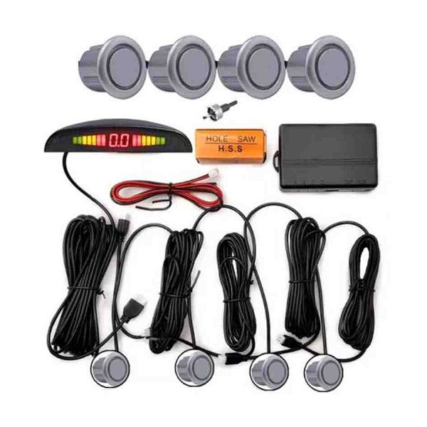 Kit de sensor de ré com 4 pontos na cor prata com 22mm vipertron 07002 cod 010314