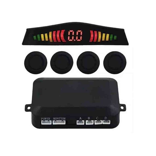 Kit de sensor de ré com 4 pontos na cor preto com 22mm vipertron 07001 cod 010423