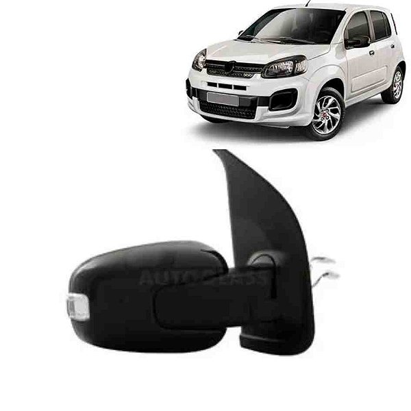 Retrovisor do uno fiat de 2015 a 2021 externo do lado esquerdo elétrico com pisca e tilt down cod 28715