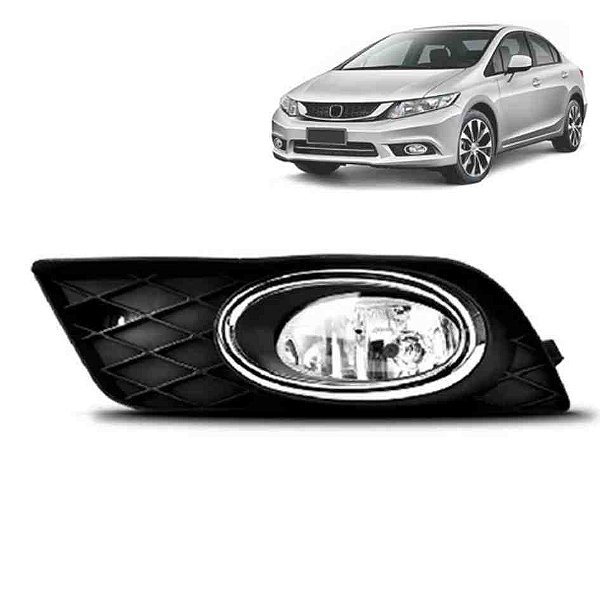 Farol auxiliar de milha do civic honda de 2013 em diante lado esquerdo com grade e aro cromado shocklight cod msl110602l