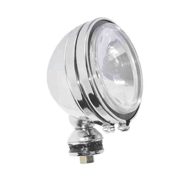 Farol auxiliar redondo universal 100 milímetros longo alcance cromado cod f113v
