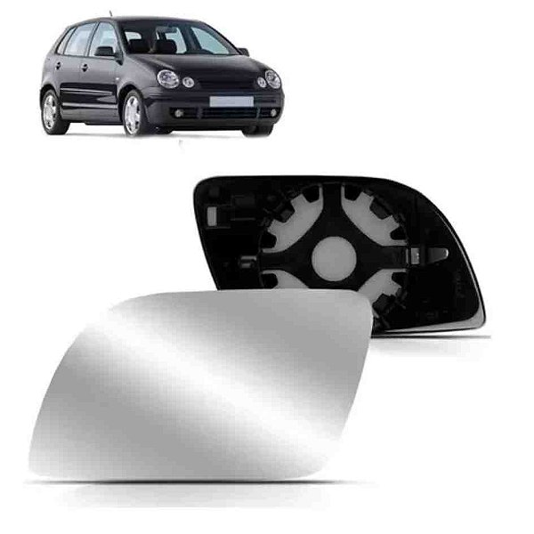 Lente de retrovisor com base do polo volkswagen de 2002 a 2009 lado esquerdo metalizado spj cod eb285 784396