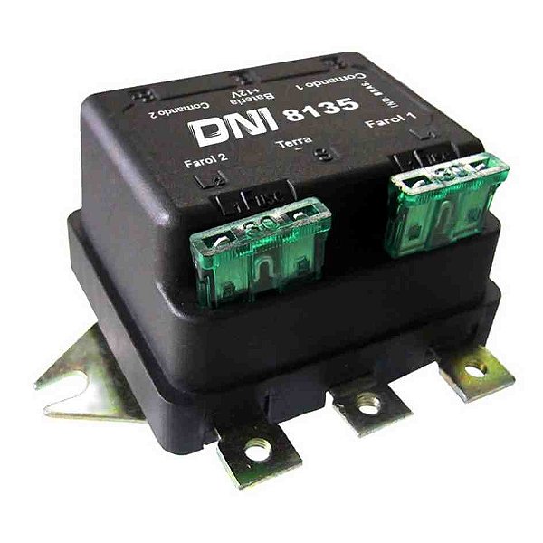 Relê duplo de faróis 12v 2 terminais 2 fusíveis externos universal dni cod dni8135