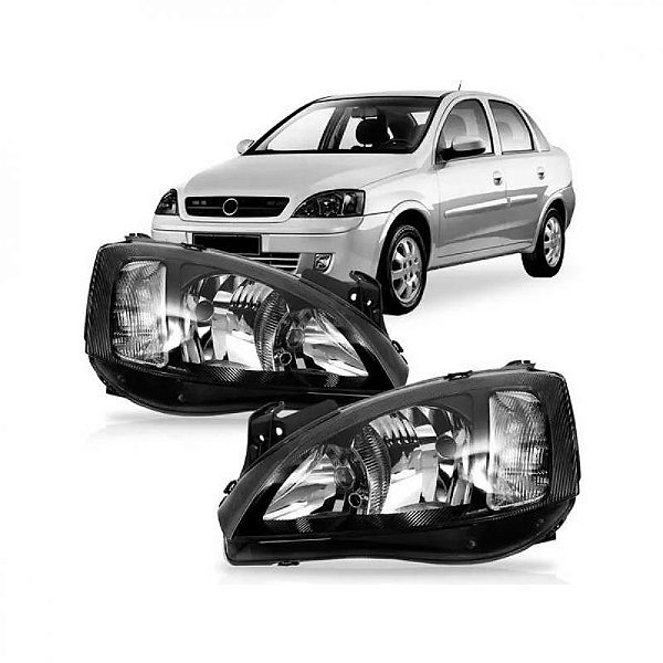 Farol corsa chevrolet de 2003 a 2007 lado direito fumê manual raiado