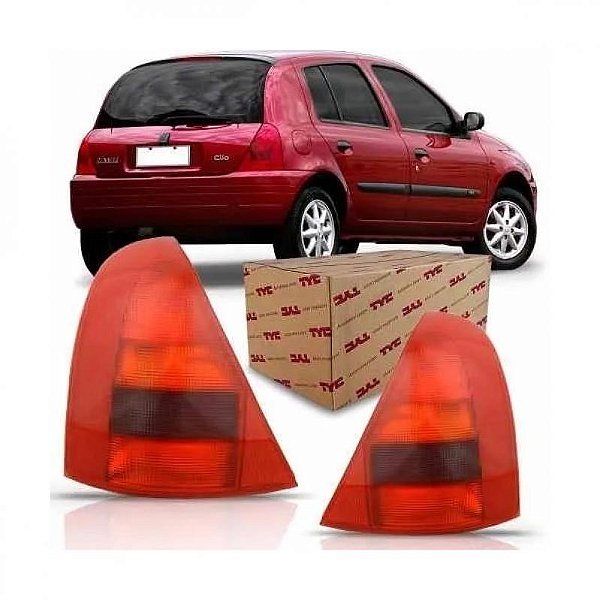 Lanterna clio renault de 1999 a 2002 traseira lado direito com borda vermelha hatch