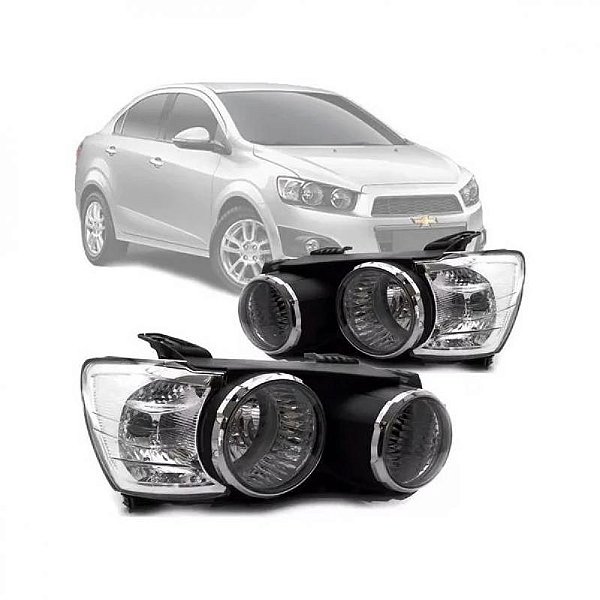 Farol sonic chevrolet de 2012 a 2014 lado esquerdo com anel cromado