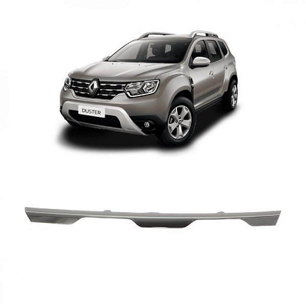 Moldura inferior para choque da grade do radiador duster renault de 2021 a 2025 lado esquerdo cromada com suporte