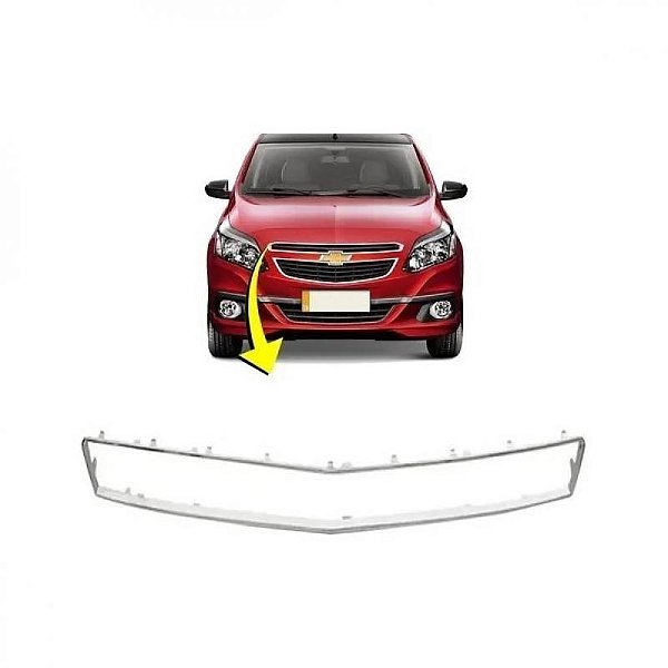 Moldura inferior para choque da grade do radiador agile chevrolet de 2009 a 2014 e montana chevrolet de 2011 a 2021 cromada com suporte