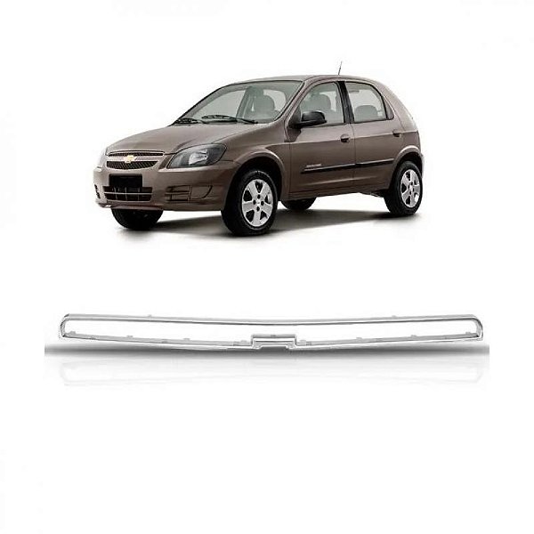 Moldura inferior para choque da grade do radiador celta chevrolet de 2012 a 2015 e prisma chevrolet superior cromada