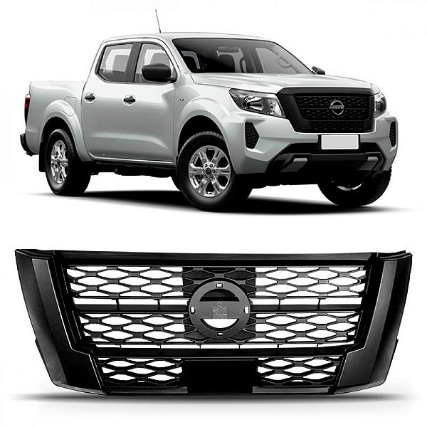 Grade do radiador frontier nissan de 2022 a 2025 cinza com moldura