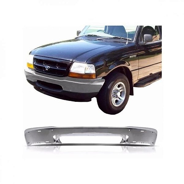 Para choque ranger ford de 1998 a 2004 dianteiro cromado com furo e moldura inferior do para choque