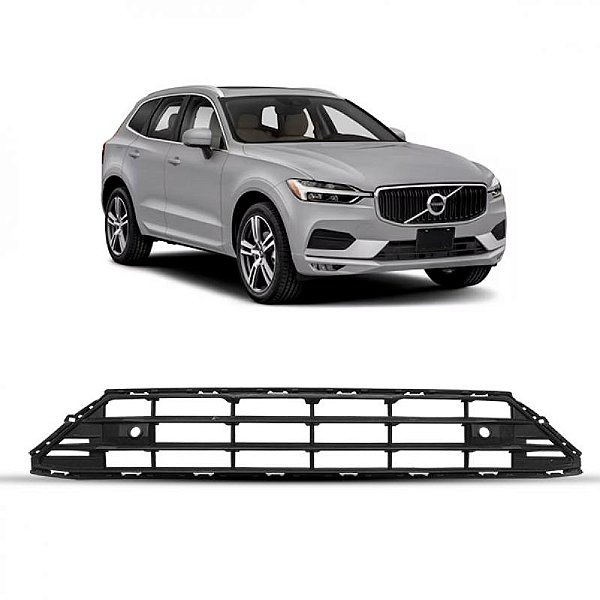 Grade do para choque xc60 volvo de 2018 a 2022 dianteira central com furo para câmera