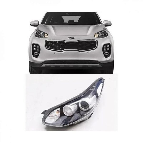 Farol sportage kia de 2017 a 2019 lado direito manual com projetor sem LED