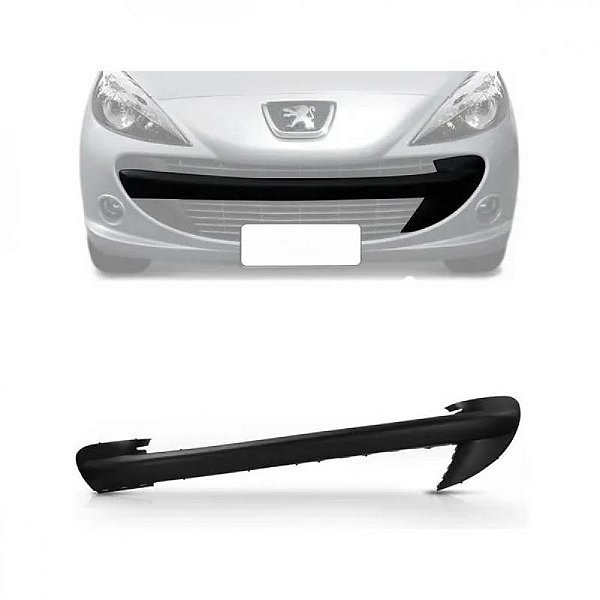 Moldura inferior do para choque 207 peugeot de 2009 a 2015 dianteiro preto sem tampa de reboque