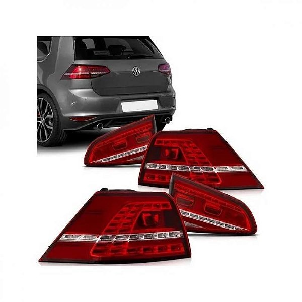 Lanterna golf gti sétima geração volkswagen de 2014 a 2020 traseira vermelha e branca com LED conjunto