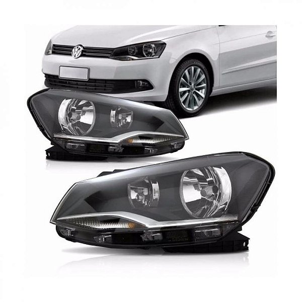 Farol gol volkswagen de 2013 a 2016 lado direito cromado com máscara negra foco duplo geração 6