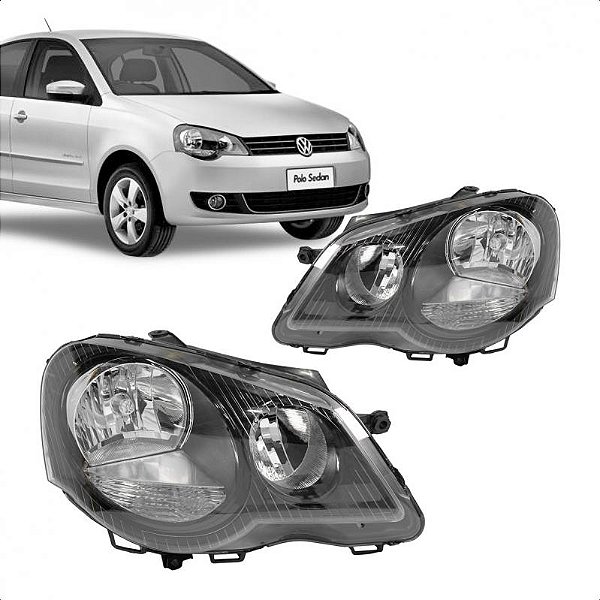 Farol polo volkswagen de 2007 a 2014 lado esquerdo máscara negra manual