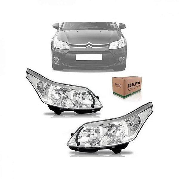 Farol c4 pallas e hatch citroën de 2008 a 2014 lado direito elétrico com motor