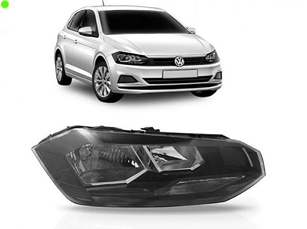 Farol polo e virtus volkswagen de 2018 a 2022 lado esquerdo manual cromado com friso preto e meia luz