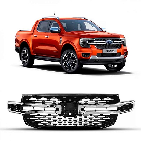 Grade do radiador ranger ford de 2024 a 2025 sem furo para câmera versão limited
