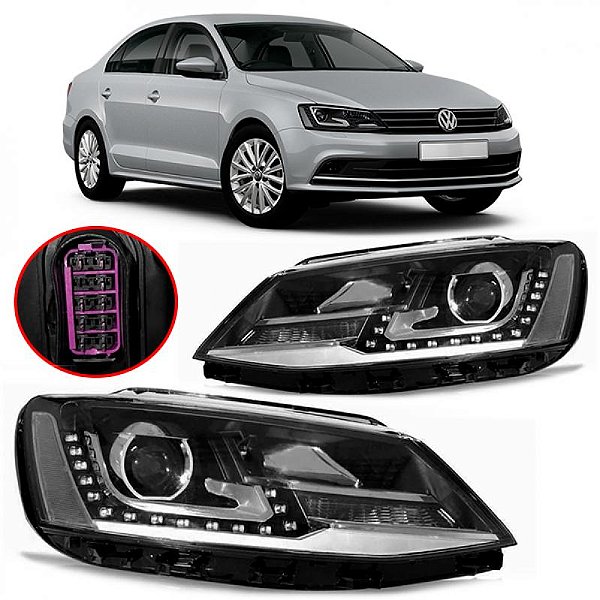 Farol jetta volkswagen de 2011 a 2018 elétrico com LED com projetor par