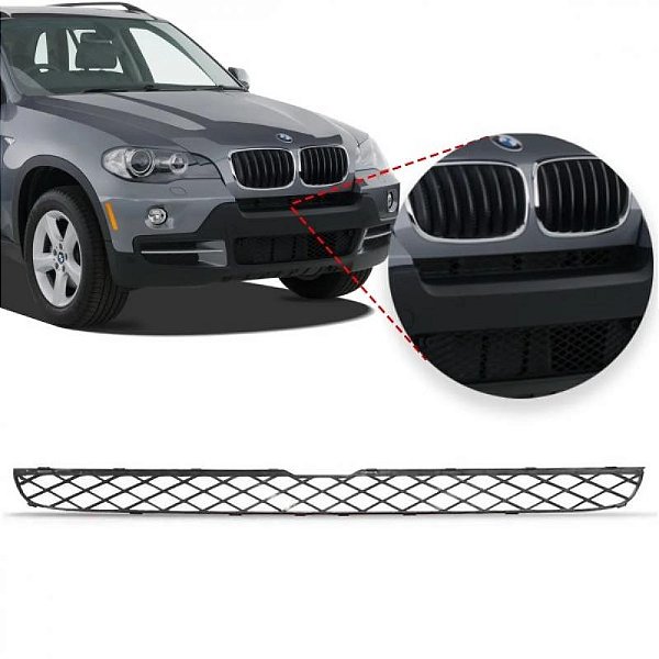 Grade para para choque x5 bmw de 2007 a 2013 dianteiro central cinza com suporte