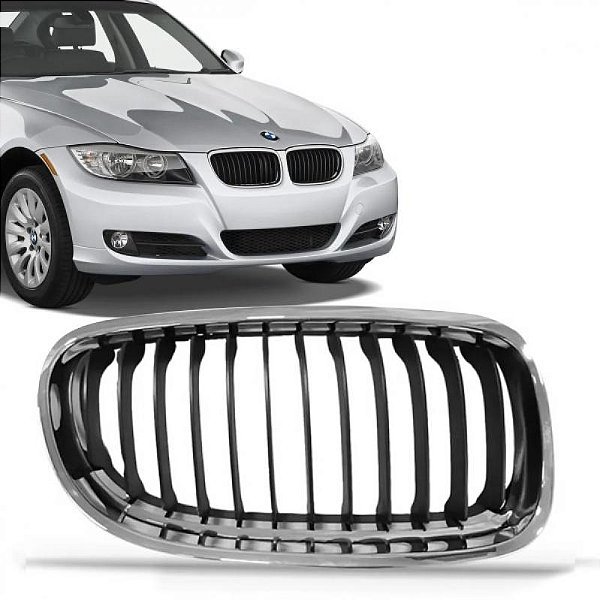 Grade do radiador 320 bmw de 2009 a 2012 lado direito cromada com friso preto