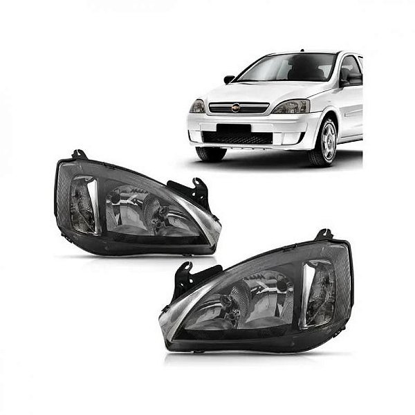 Farol corsa chevrolet de 2008 a 2012 e montana chevrolet de 2008 a 2010 lado esquerdo fumê manual cromado liso