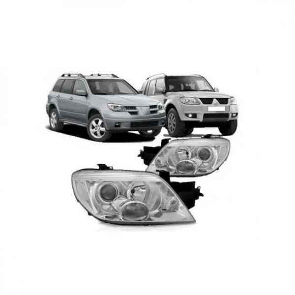 Farol airtrek mitsubishi de 2004 a 2008 e pajero tr4 mitsubishi de 2010 a 2014 lado direito cromado