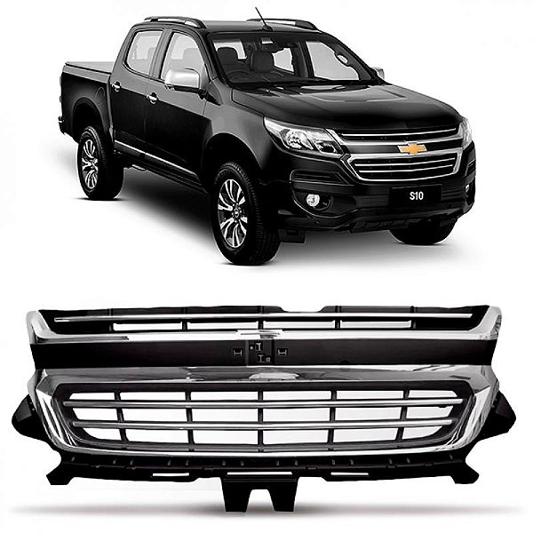 Grade do radiador s10 e trailblazer chevrolet de 2017 a 2020 preta e cromada