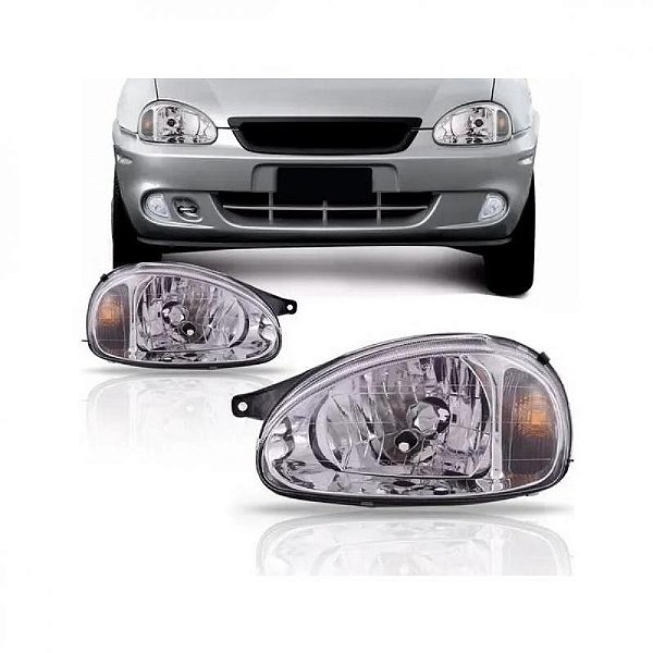 Farol corsa chevrolet de 2000 a 2009 lado esquerdo carcaça preta máscara cromada
