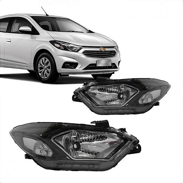 Farol onix e prisma chevrolet de 2017 a 2020 lado esquerdo cromado manual com friso cromado sem LED