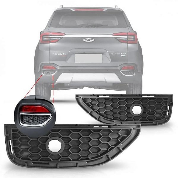 Grade para choque tiggo 5x chery de 2019 a 2022 traseira lado direito com furo para sensor
