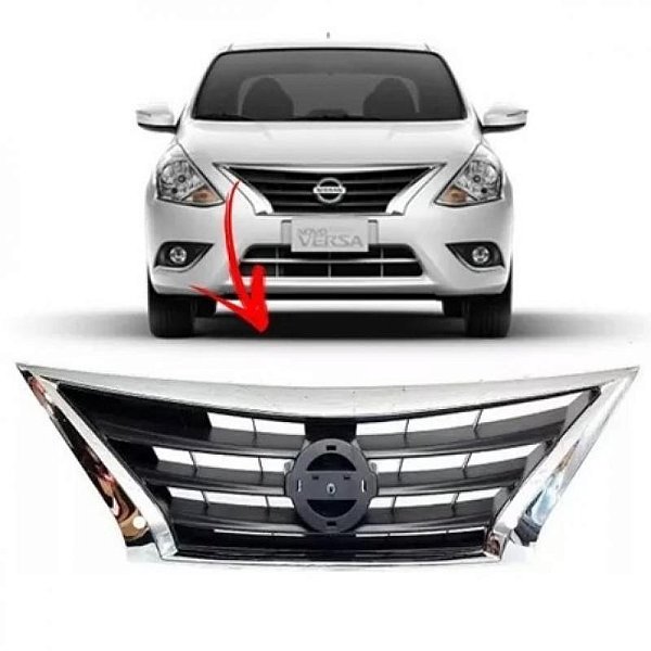 Grade do radiador versa nissan de 2015 a 2021 preta com moldura cromada