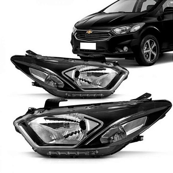 Farol onix e prisma chevrolet de 2017 a 2020 lado esquerdo cromado manual com friso cromado e com LED