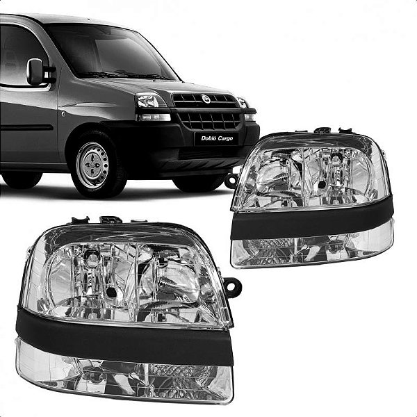 Farol doblo fiat de 2001 a 2008 lado esquerdo cromado com auxiliar