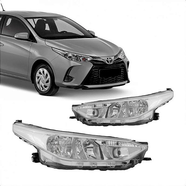 Farol yaris toyota de 2018 a 2025 lado esquerdo cromado elétrico com motor