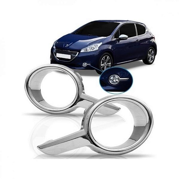 Aro de farol auxiliar 208 peugeot de 2012 a 2016 lado esquerdo cromado