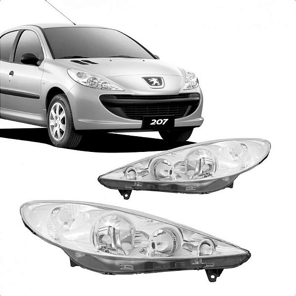Farol 207 peugeot de 2009 a 2015 e hoggar peugeot de 2010 a 2015 lado esquerdo cromado manual