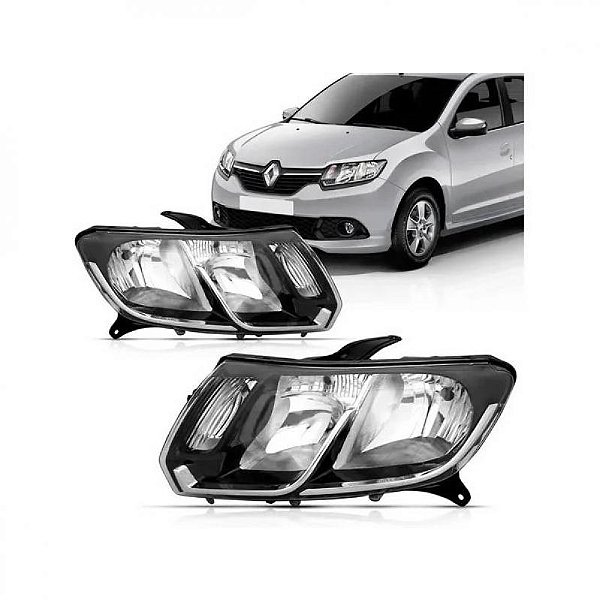 Farol sandero logan renault de 2014 a 2019 lado direito cromado